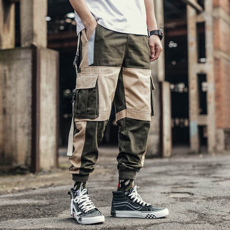Pocket Contrast Cargo Pants - Mubimart
