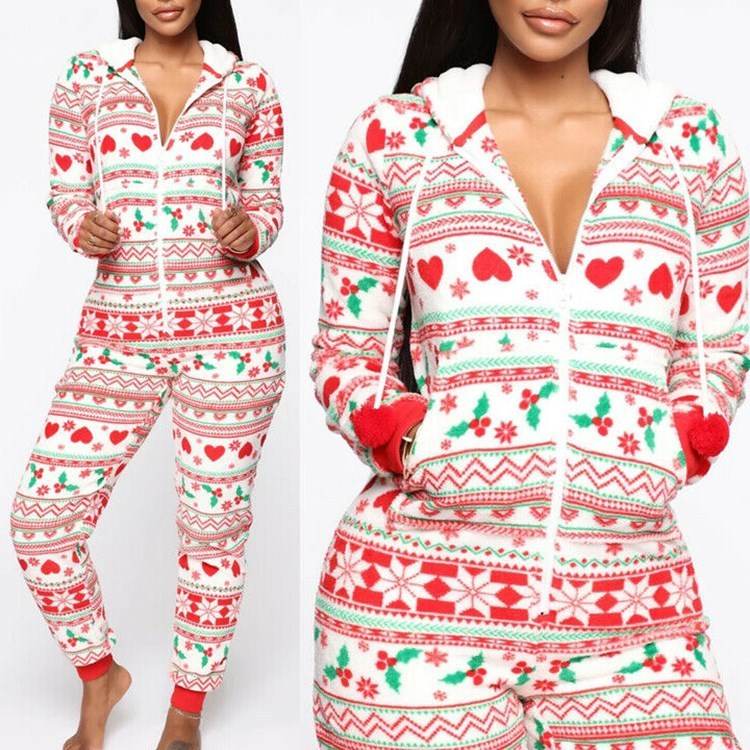 Hooded Nightwear for women Christmas Pajamas set - Mubimart