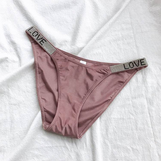 Rhinestone European And American Fitness Sports Hip Lifting Briefs Low Waist Comfort Fashion Hip Underwear For Women - Mubimart