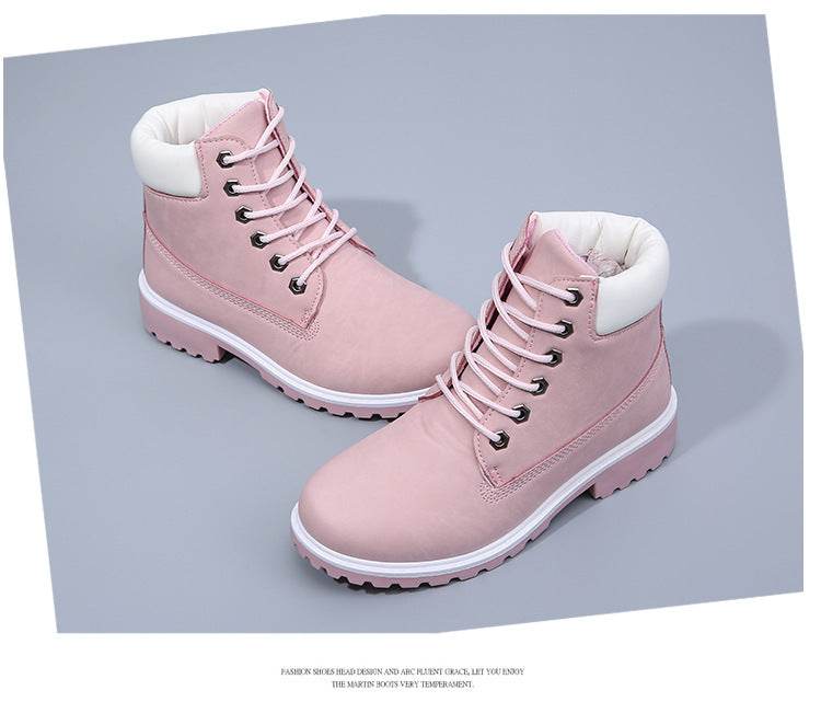 Short white Martin boots women tooling rhubarb boots - Mubimart