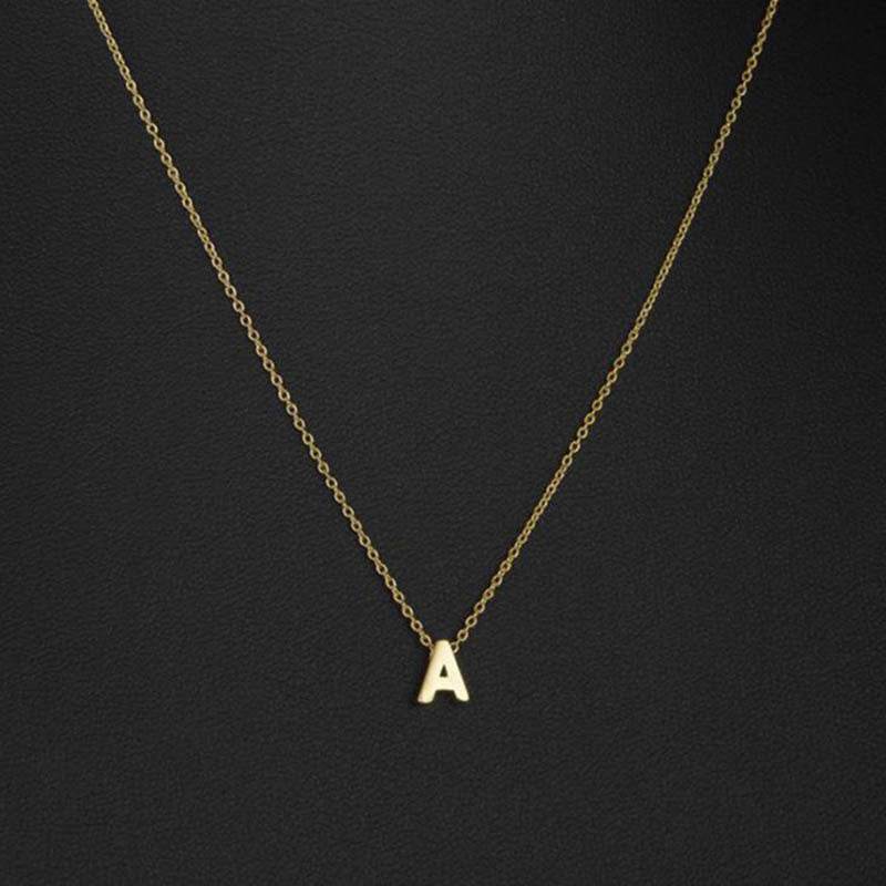 Fashion Tiny Initial Necklace Gold Silver Color Cut Letters Single Name Choker Necklace For Women Pendant - Mubimart