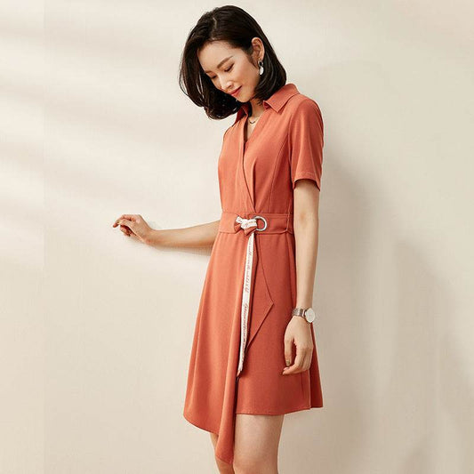 v-neck shirt dress - Mubimart