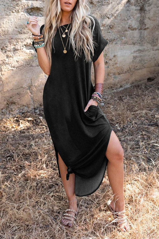 Short Sleeve Dress Loose Plus Size Casual Women - Mubimart