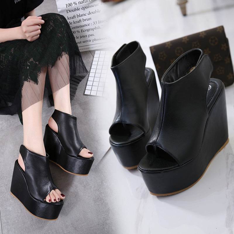 Stylish wild wedge sandals - Mubimart