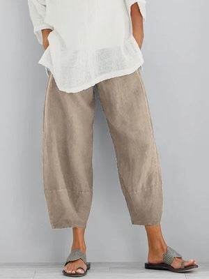 Solid Women's Simple Loose Casual Capris Pants Summer Spring - Mubimart