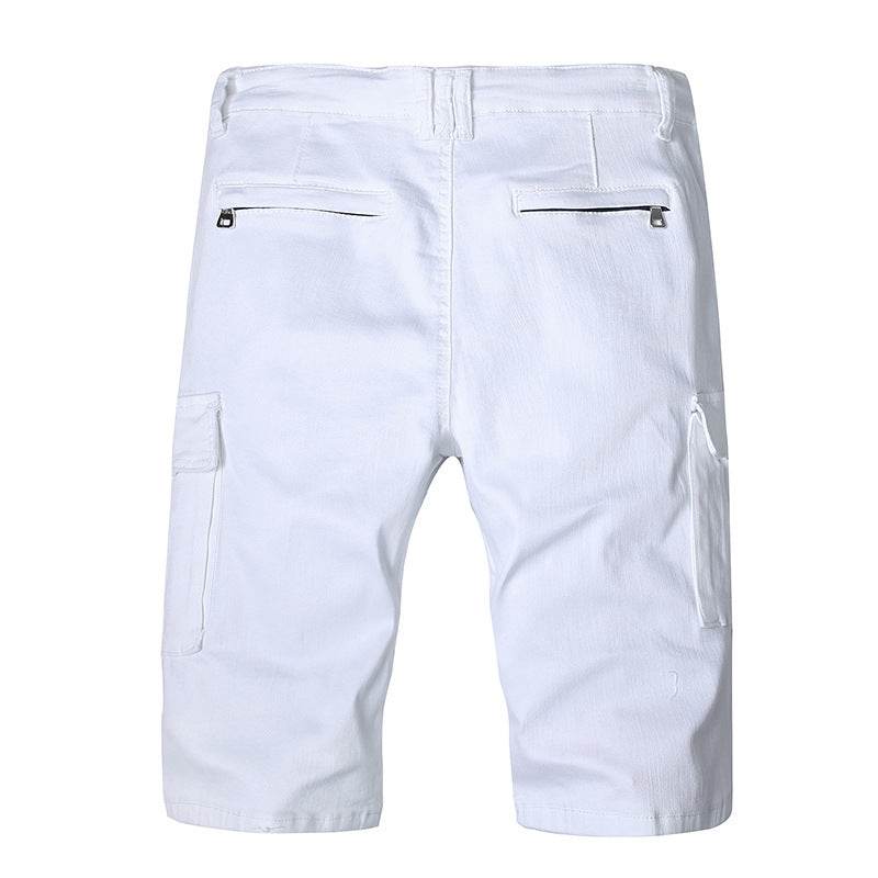 Men's white slim denim shorts - Mubimart