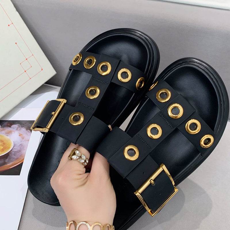 Leather platform platform shoes - Mubimart