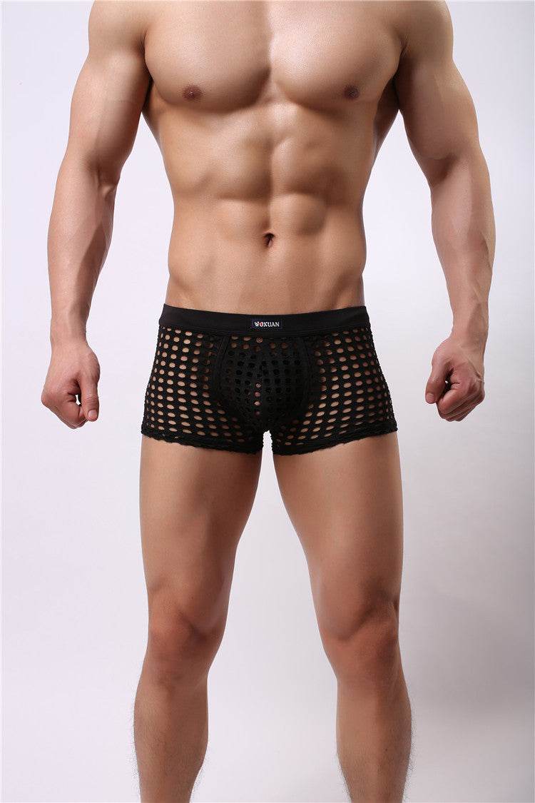 Mesh boxer briefs hollowed out - Mubimart