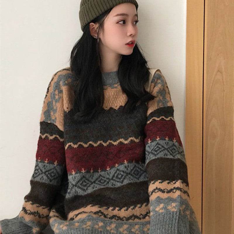 Long-sleeved plus-size jumper top - Mubimart