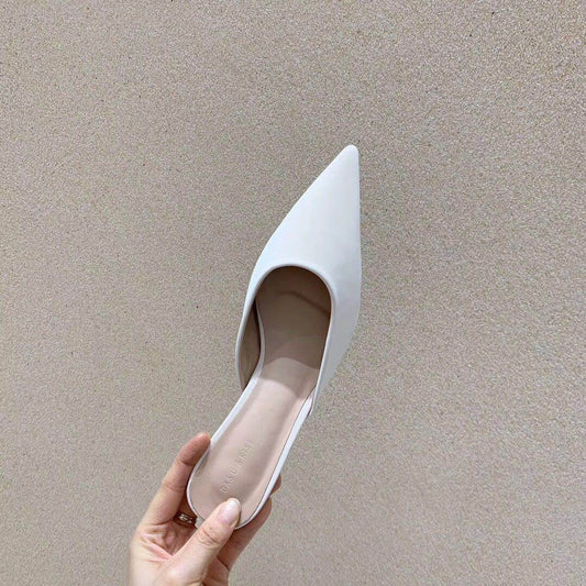 ins trendy pointed toe stiletto mules - Mubimart