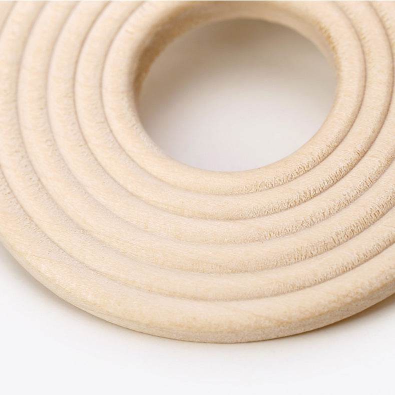 Wooden thread round hoop earrings - Mubimart