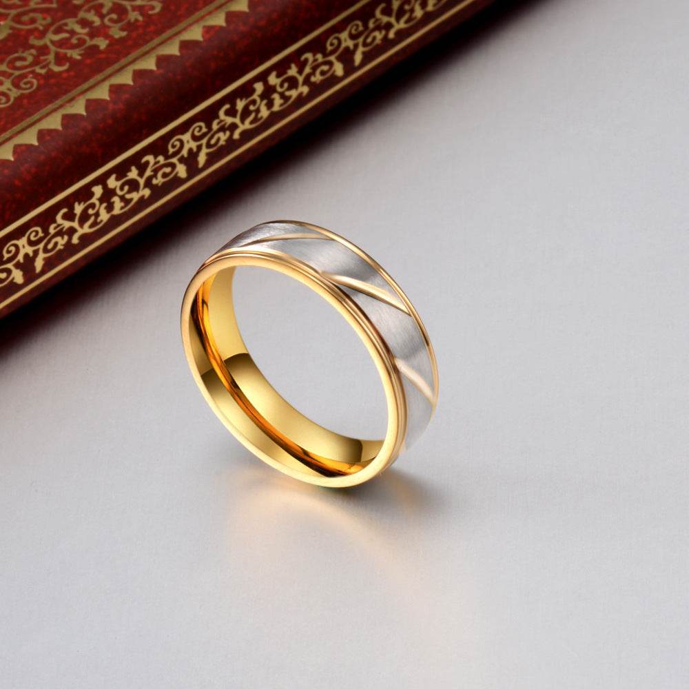 Classic Wedding Ring For Women Men Gold Color - Mubimart