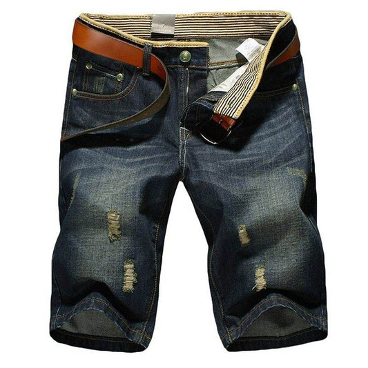 beach shorts men's denim shorts - Mubimart