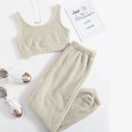 Women's Winter Plush Pajama Set - Mubimart