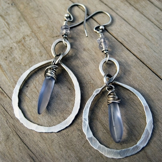 A Pair Of Retro Beating Winding Moonstone Eardrops