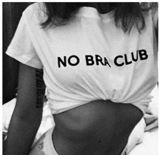 No Bra Club - Free The Nipples Feminist Womenempower Cotton Crop Top T-shirt - Mubimart