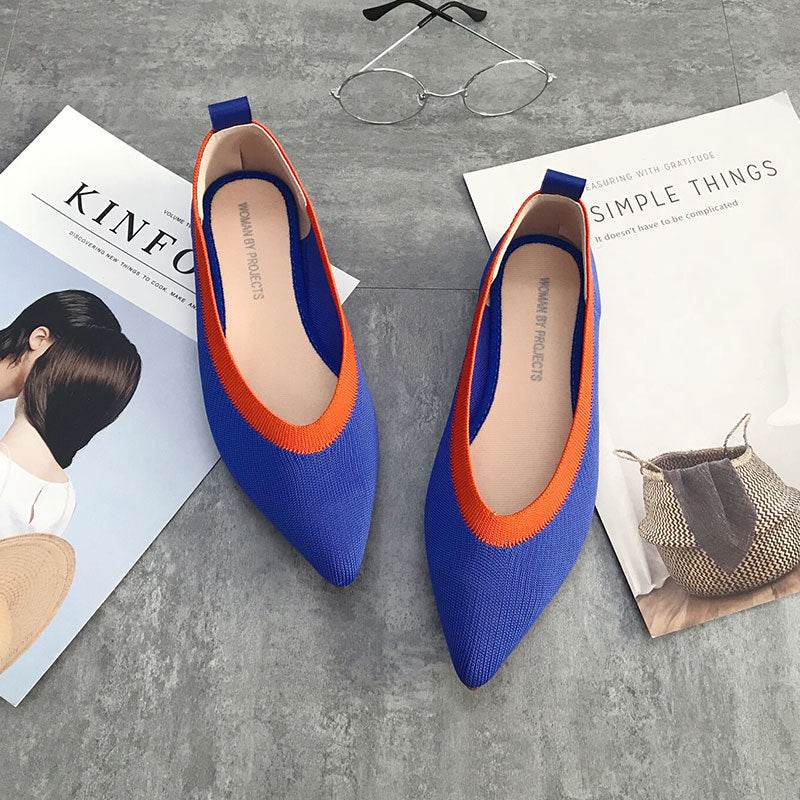Women's shallow pointed toe flat shoes - Mubimart