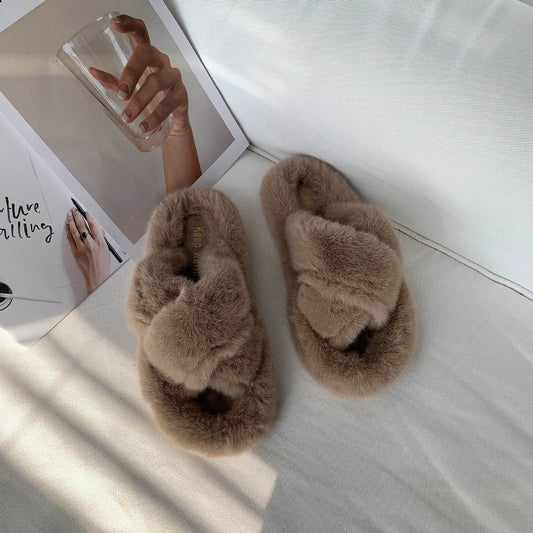 Hairy slippers for women - Mubimart