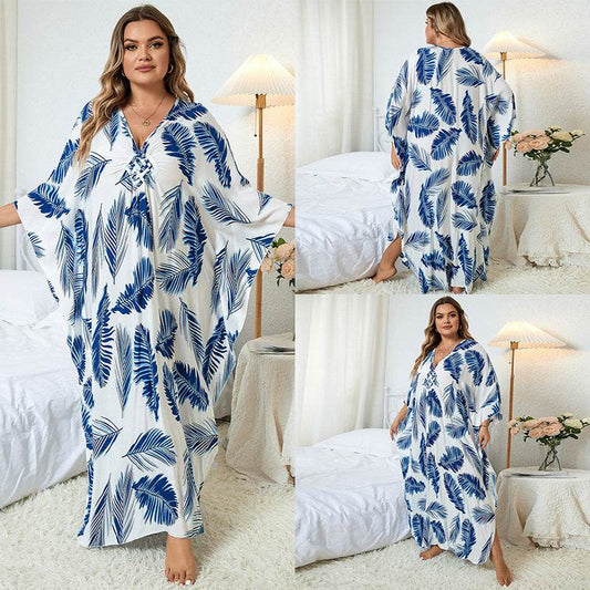 Loose Plus Size Robe Vacation Beach Coat - Mubimart