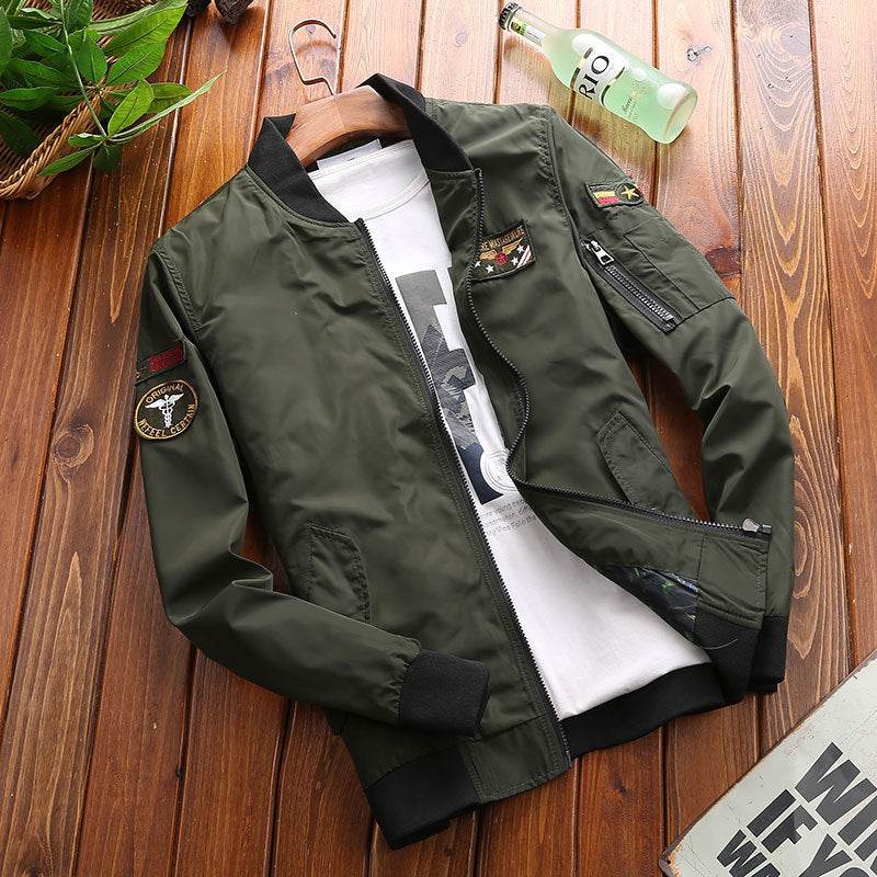 Men's loose baseball uniform bomber jacket - Mubimart