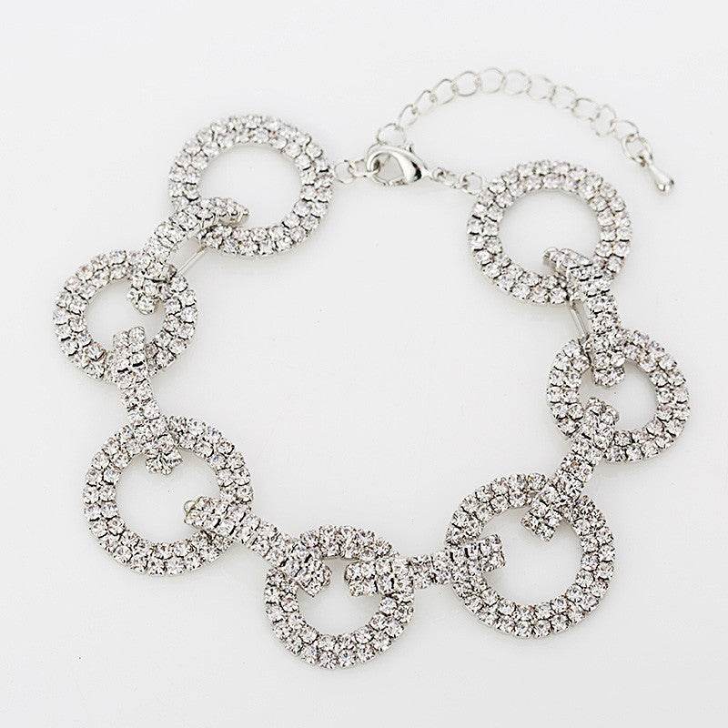 Ladies Rhinestone Bangle Multilayer Bracelet - Mubimart