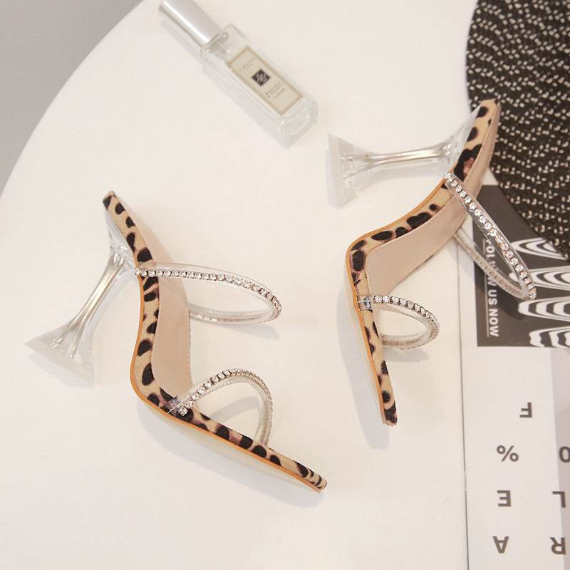 One word with crystal heel stilettos - Mubimart