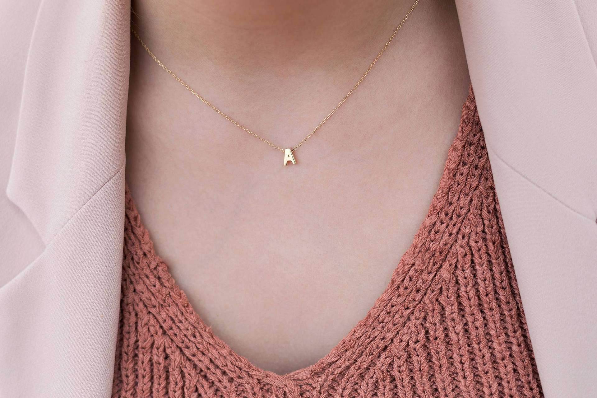 Fashion Tiny Initial Necklace Gold Silver Color Cut Letters Single Name Choker Necklace For Women Pendant - Mubimart