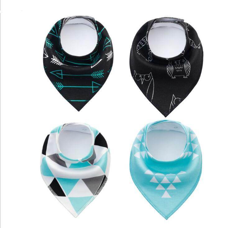 4pcs Lot Bibs Burp Cloth Print Arrow Wave Triangle Baby Bibs Cotton Bandana Accessories - Mubimart