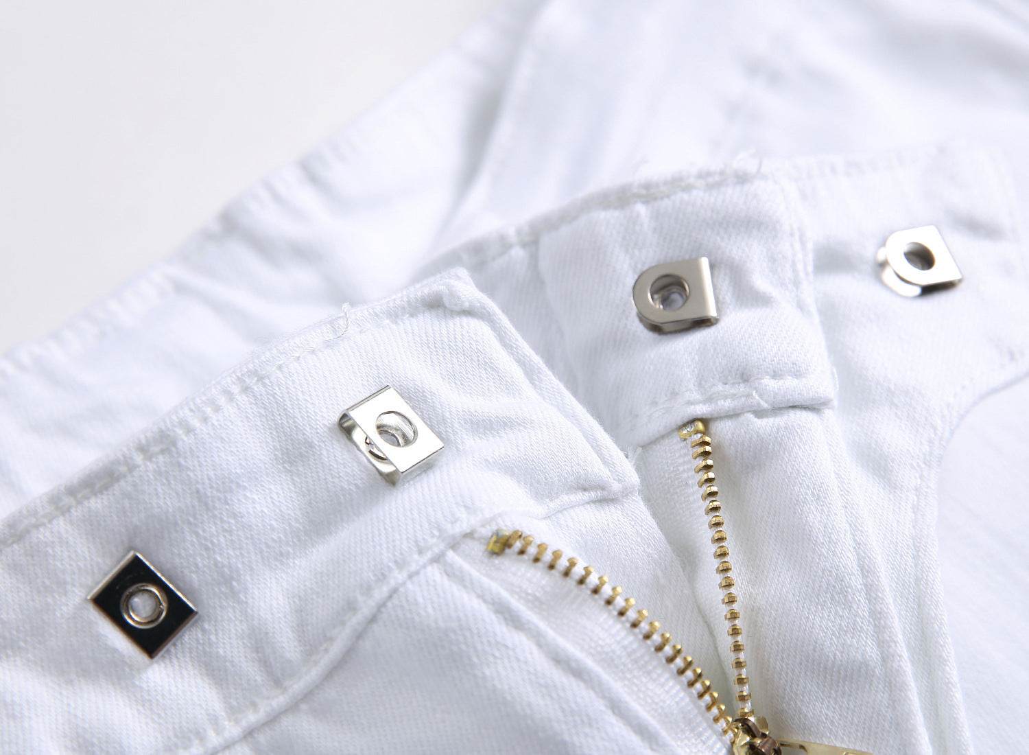Men's white slim denim shorts - Mubimart
