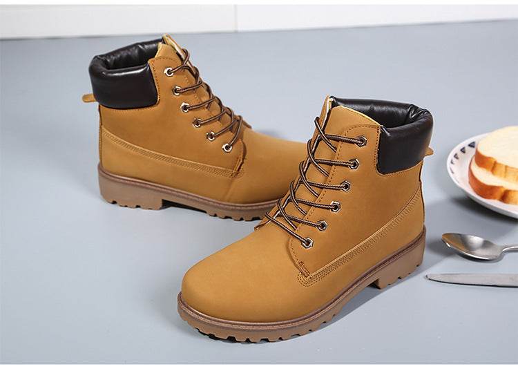 Short white Martin boots women tooling rhubarb boots - Mubimart