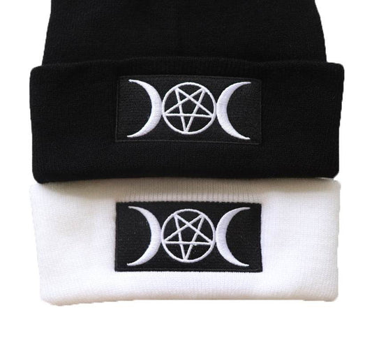 European and American Star Trend GOTH Beanie Embroidery Knitted Hat - Mubimart
