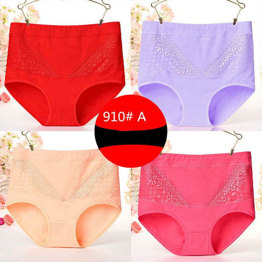 Pure cotton high waist women's panties - Mubimart