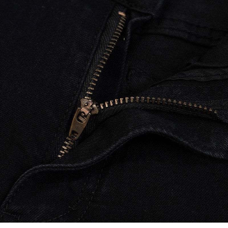 Pure Black Stretch Fit High Street Fit Men's Jeans - Mubimart