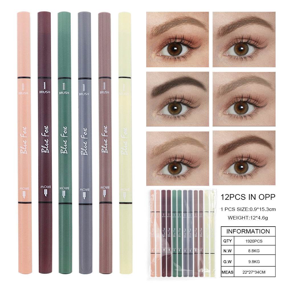 Ultra-fine Double-headed Eyeliner Eyebrow Pencil Rotatable - Mubimart