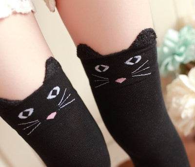 Japanese cartoon panda stereo ear over the knee socks cotton female socks high socks female socks Japanese spring and autumn socks - Mubimart