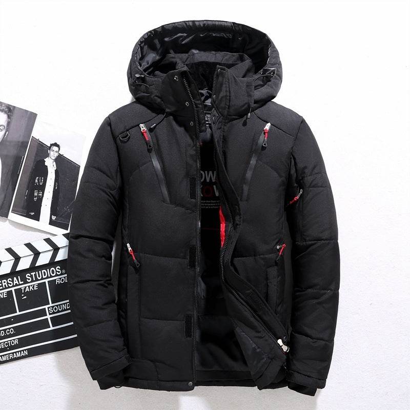 Outdoor Windproof Hooded Jacket Leisure Sports Coat With Pockets Warm Mens Clothing - Mubimart
