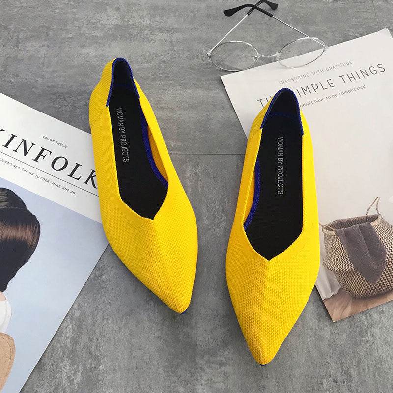 Women's shallow pointed toe flat shoes - Mubimart