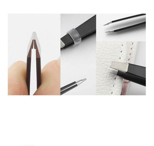 Three-piece eyebrow tweezers set - Mubimart