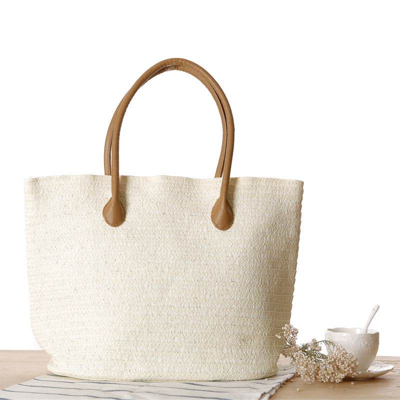 Round Straw Bags Women Summer Rattan Bag Handmade Woven Beach Cross Body Bag - Mubimart