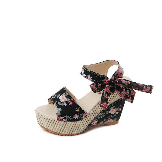 Bohemian Platform Heel Wedge Heel Women's Sandals - Mubimart