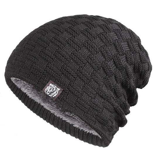 Tiger Label Fleece Warm Men's Hat - Mubimart