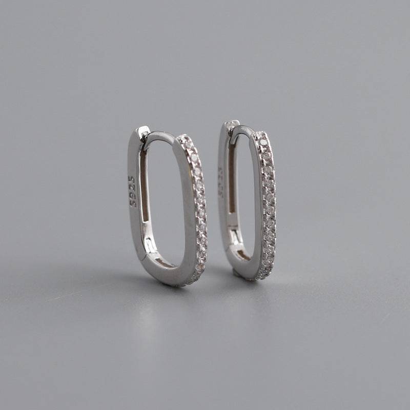 Sterling silver hoop ear buckle earrings women custom - Mubimart