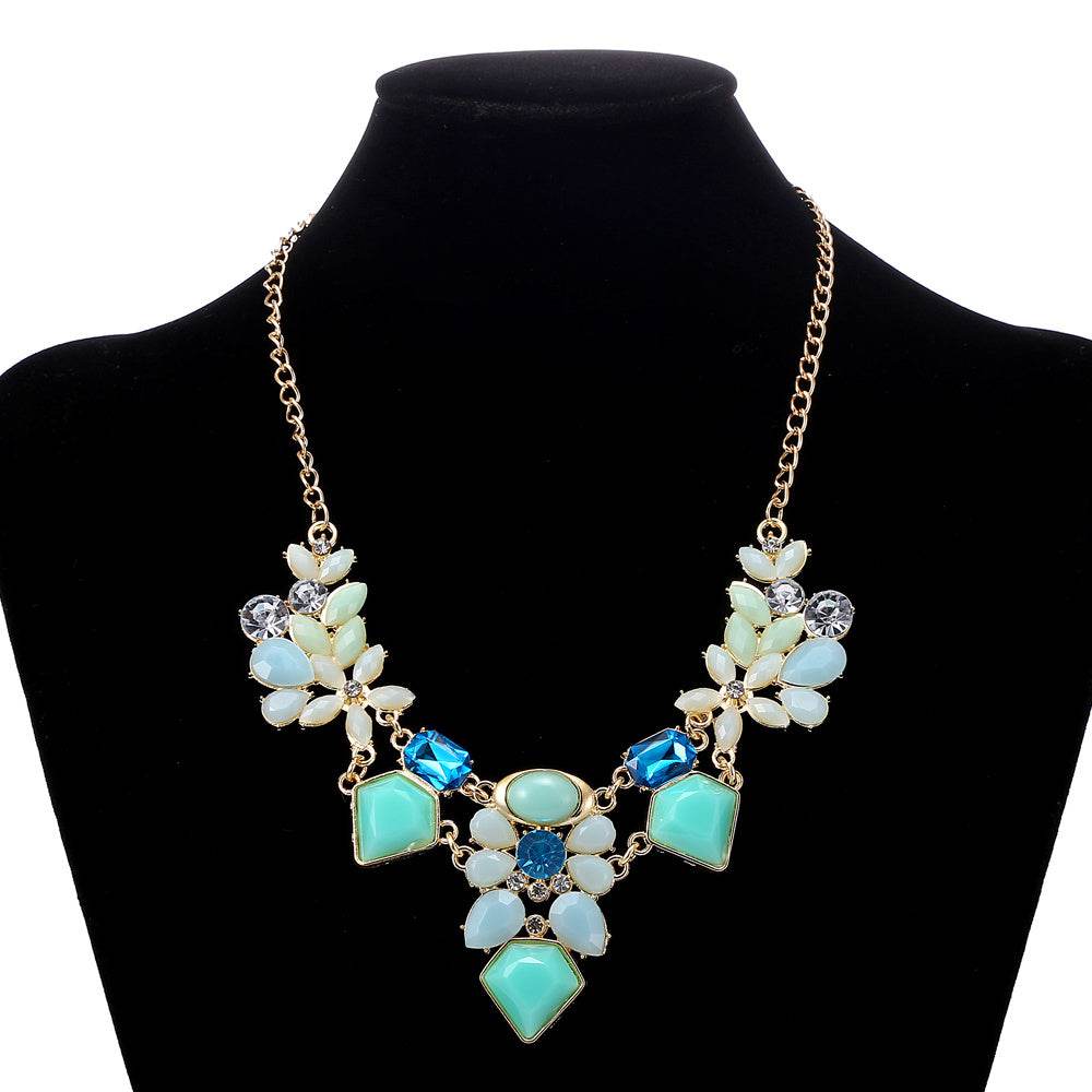 New Arrival Resin Fashion Colorful Cute Charm Gem Flower Choker Necklaces & Pendants Fashion Jewelry Woman Gift Summer style - Mubimart