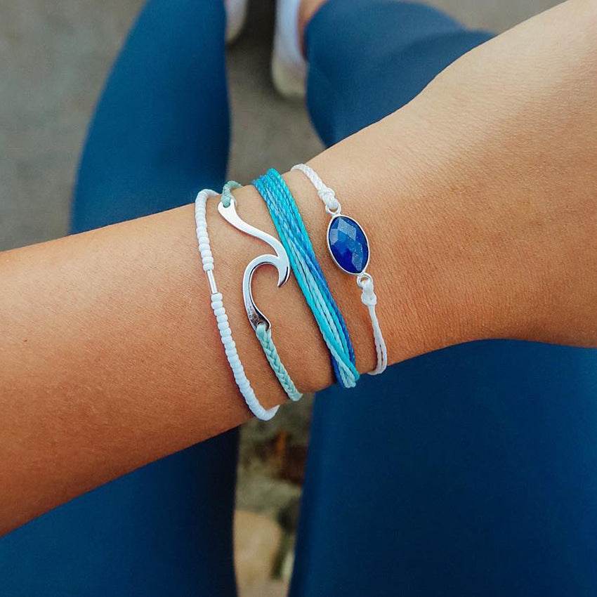 Wave blue gemstone bracelet - Mubimart