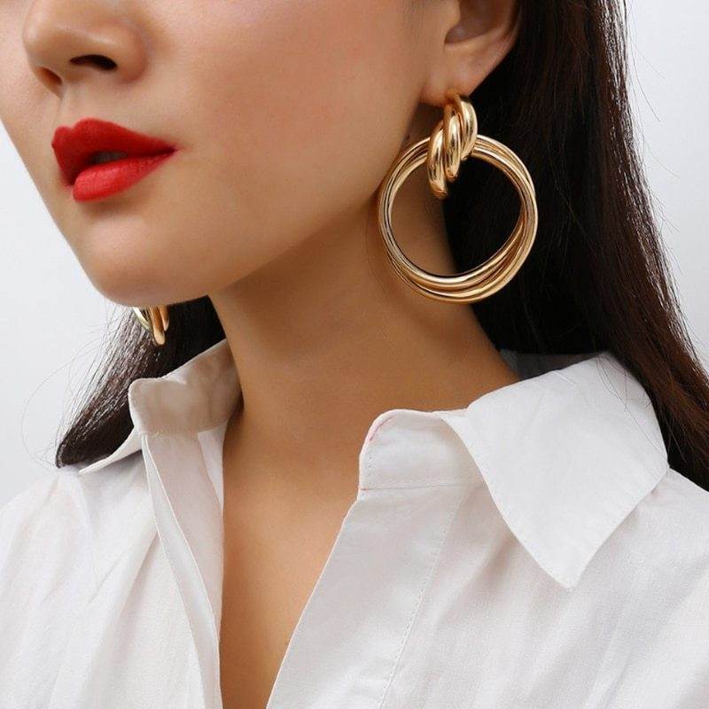 Alloy hoop earrings - Mubimart