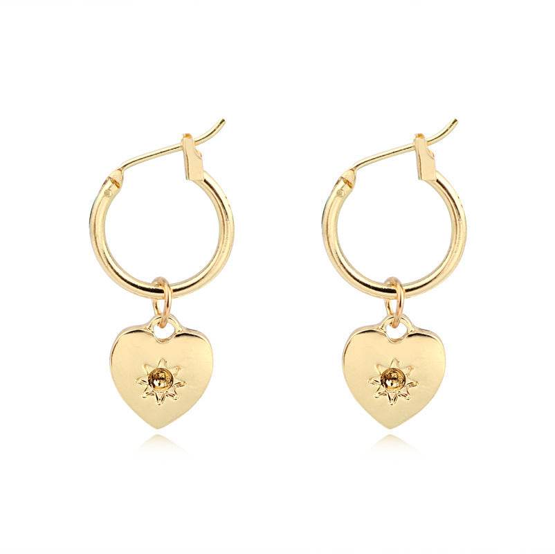Funny Smile Face Hoop Earrings Pendant For Women Gold Alloy Geometric Carving Earring Jewelry - Mubimart