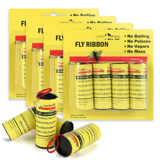 16 INSECT BUG FLY GLUE PAPER CATCHER TRAP RIBBON TAPE STRIP STICKY FLIES ROLLS - Mubimart