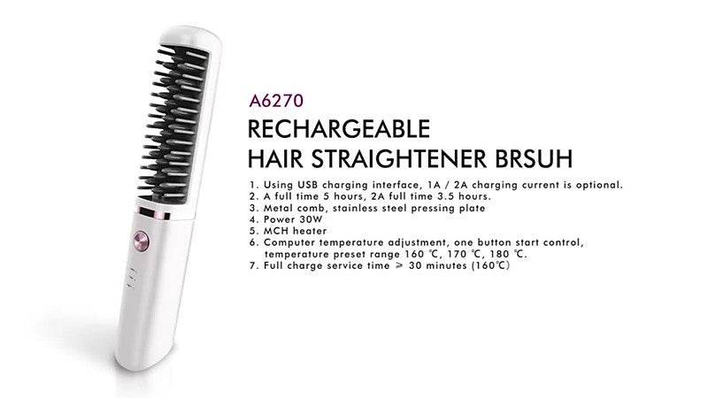Hair Straightener Hot Rechargeable Heat Hair Straightener - Mubimart