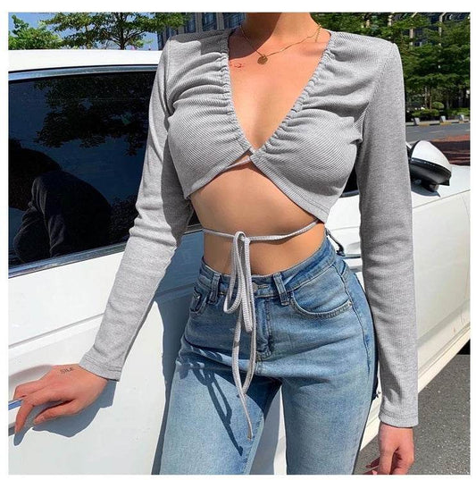 Strapless Crop Top T Shirt Women Sexy Slim-fit Short Coat - Mubimart