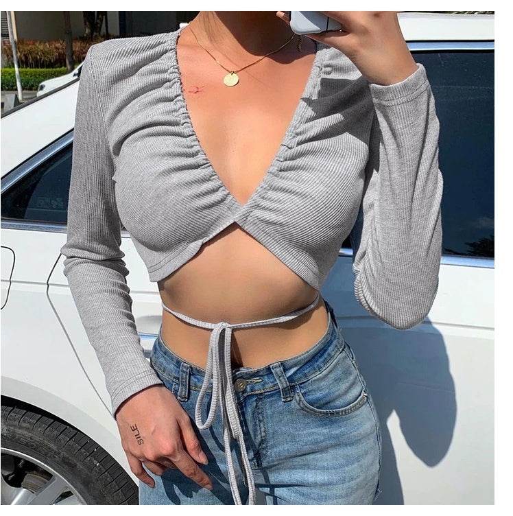 Strapless Crop Top T Shirt Women Sexy Slim-fit Short Coat - Mubimart